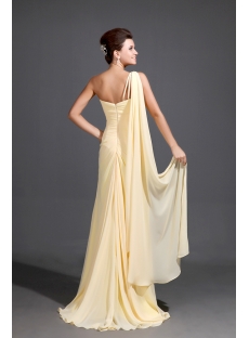 Flowing Yellow One Shoulder 2014 Prom Dresses