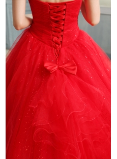 Glamorous Red Jeweled Quinceanera Gown Dress