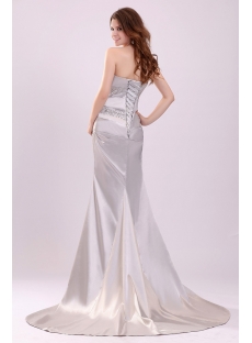 Gorgeous Silver Strapless Formal Evening Dress with Train