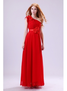 Graceful Red One Shoulder Prom Gown