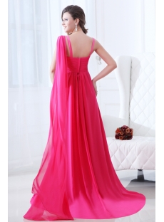 Hot Pink One Shoulder Evening Dress 2014 with Sash