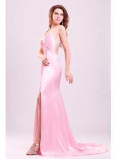 Pink Crossed Straps Formal Prom Dresses on Sale with Slit