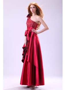 Lovely Burgundy One Shoulder Graduation Dress with Bow
