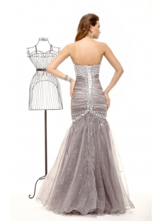Luxurious Pretty Gray Silver Mermaid Evening Dress 2014