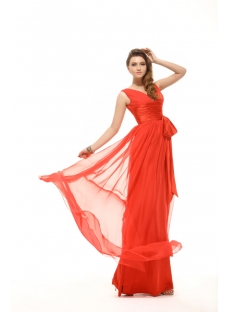 Modest Red Chiffon Prom Dress for Full Figure