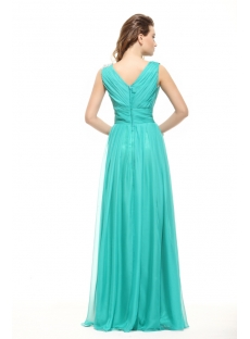 Modest V-neckline Long Chiffon Evening Dress 2014 Spring