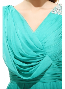 Modest V-neckline Long Chiffon Evening Dress 2014 Spring
