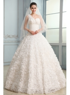 Noble Three Dimensional Flowers Wedding Dress with One Shoulder