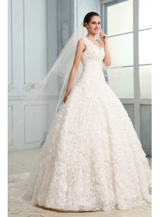 Noble Three Dimensional Flowers Wedding Dress with One Shoulder