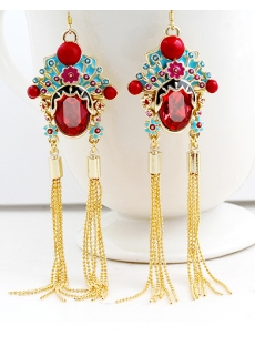 Peking Opera Mu Guiying Tassel Earrings