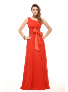 Plain Red Chiffon Cheap Evening Dress