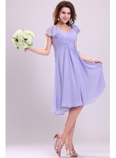 Pretty Lavender Butterfly Sleeves Short Plus Size Homecoming Dresses