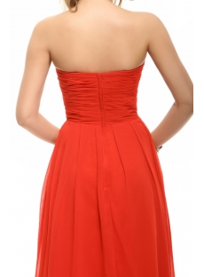 Pretty Strapless Red Chiffon Prom Gown