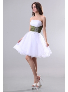 Pretty White and Olive Green Graduation Dress:1st-dress.com