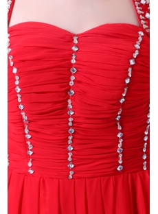 Red Halter Long Evening Dress for Petite Women