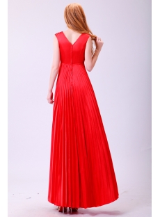 Red Long Pleats Plus Size Prom Dress