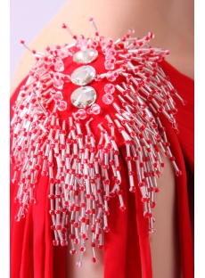 Red One Shoulder Fringed Bohemian Prom Dresses