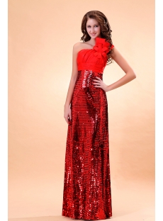 Red Sequins Sheath Celebrity Dress with One Shoulder
