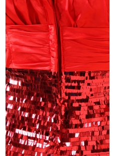 Red Sequins Sheath Celebrity Dress with One Shoulder