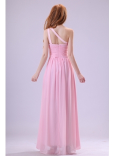 Romantic Pink Chiffon One Shoulder Party Dress