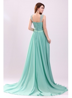 Romantic Sage Beaded Straps Soft Chiffon Plus Size Prom Dress