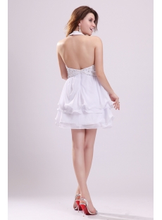 Sexy White Halter Mini Club Dresses with Open Back