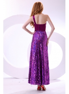 Shine Fuchsia Sequins Long One Shoulder Pretty Party Dress