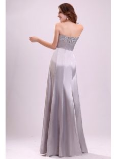 Silver Fancy Long Formal Party Dress with Bow