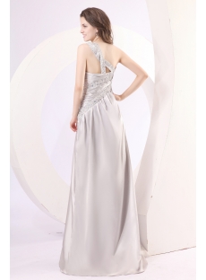 Silver One Shoulder Sheath Prom Dress with Slit