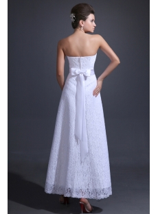 Simple Lace Tea Length Bridal Gown for Beach