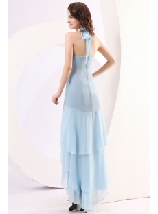 Simple Sky Blue Chiffon High-low Cocktail Dress