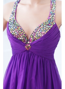 Spaghetti Straps Open Back Purple Plus Size Evening Dress for Beach