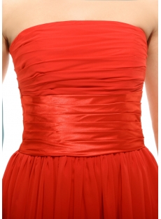 Strapless Red Soft Chiffon Plus Size Prom Dress Cheap