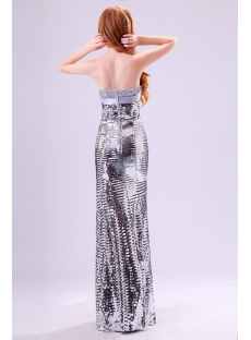 Strapless Silver Sequins 2014 Evening Dress