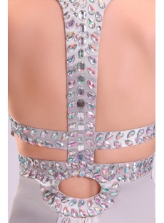 Tempting Silver Beaded T-back Sexy Prom Dress