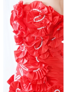 Unique Ruffled Red Cocktail Dress