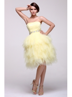 Yellow Strapless Short 15 Quinceanera Dress