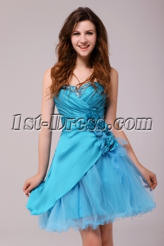Charming Blue Mini Sweet 15 Gown with Sweetheart