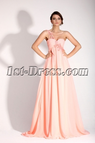 Delicate Pink One Shoulder Full Figure Formal Party Dress