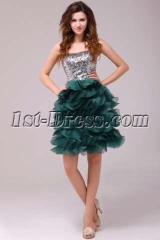 Fresh Hunt Green Puffy Cocktail Dress for High School