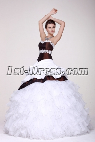 Pretty White and Burgundy Colorful Quince Gown 2014