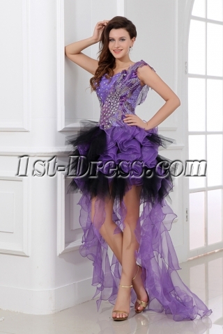 Sexy Flowing Purple High-low Short Cocktail Dress Melbourne