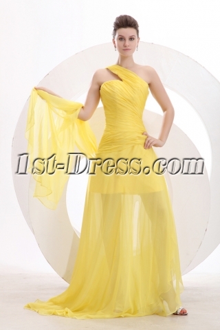 Yellow One Shoulder Spring Prom Dress 2014
