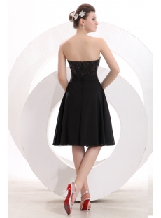 Black Sequins Knee Length Short Prom Dress