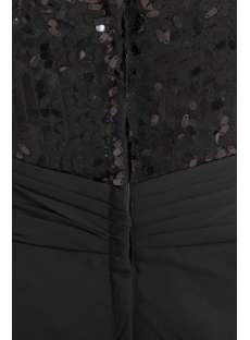 Black Sequins Knee Length Short Prom Dress
