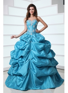 Blue Sweetheart Pick-up Corset Quince Dress at Cheap Price