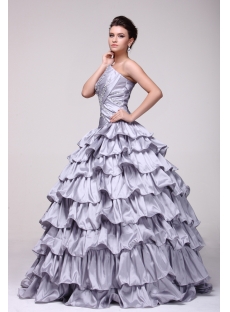 Brand New Silver Layered 15 Quinceanera Dress