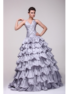 Brand New Silver Layered 15 Quinceanera Dress