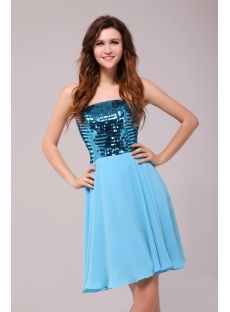Brilliant Turquoise Short Sequins Homecoming Dresses