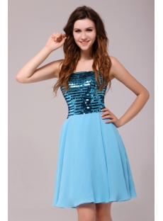 Brilliant Turquoise Short Sequins Homecoming Dresses